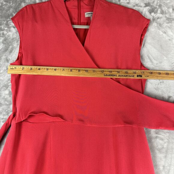 Valerie Stevens 100% Silk Dress Women's 8 Coral Pink Wrap‎ Top Side Tie (0971) - Picture 9 of 11